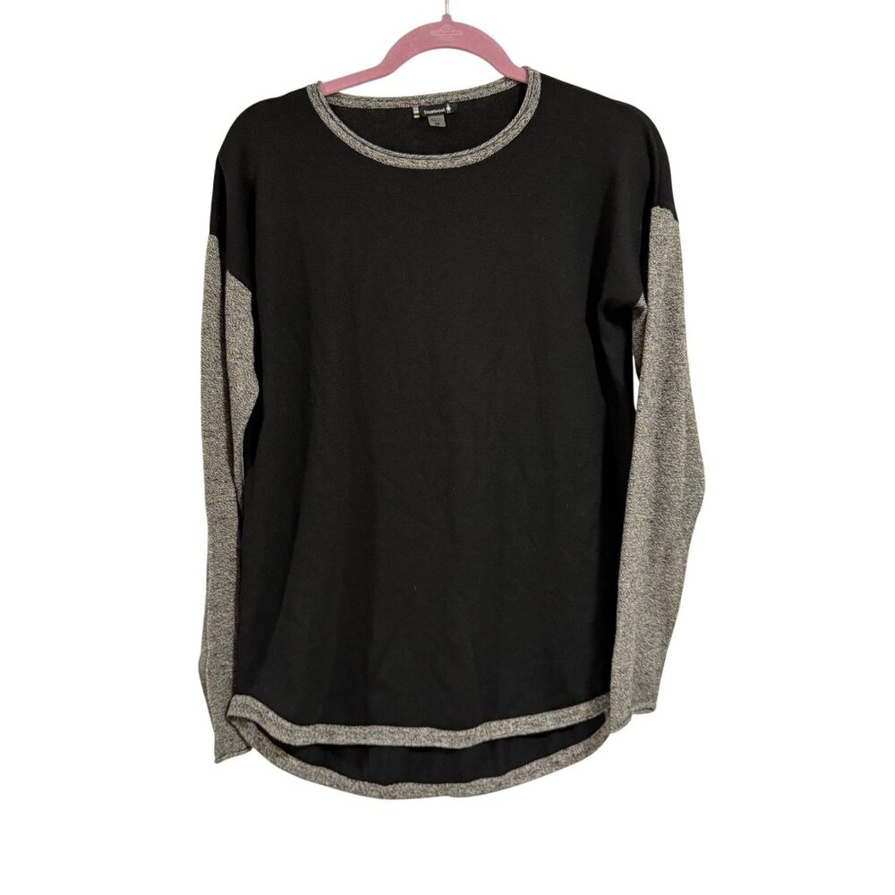 Smartwool Shadow Pine Colorblock Crew Sweater Black Gray Size M